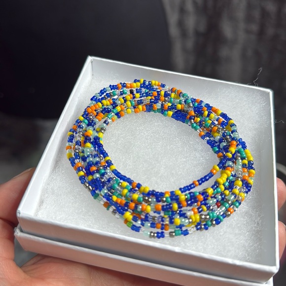 Handmade Beaded Strands - Blue & Orange - Picture 1 of 10